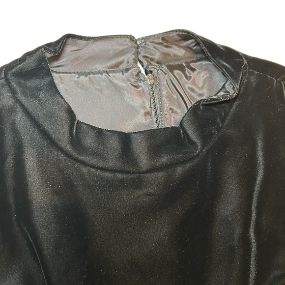 Black Vintage Union Long Full Length Floral Flower Dress Embroidery Velvet 60s - Picture 7 of 16